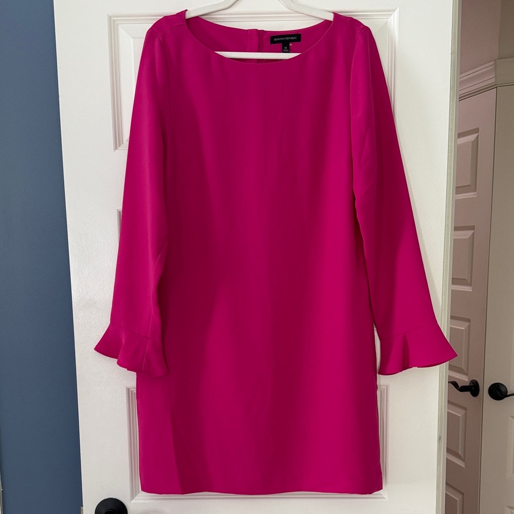 Banana Republic Hot Pink Flutter Sleeve Mini Dress